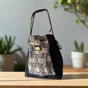 Coco + Carmen Geometric Black and Gray Shoulder Bag